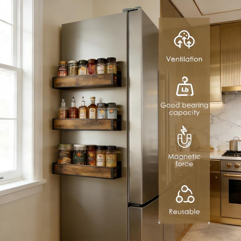 Magnetic Fridge Organizer Shelf, No-Drill