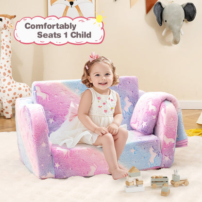 2-in-1 Folding Kids Couch with Blanket Glow in the Dark