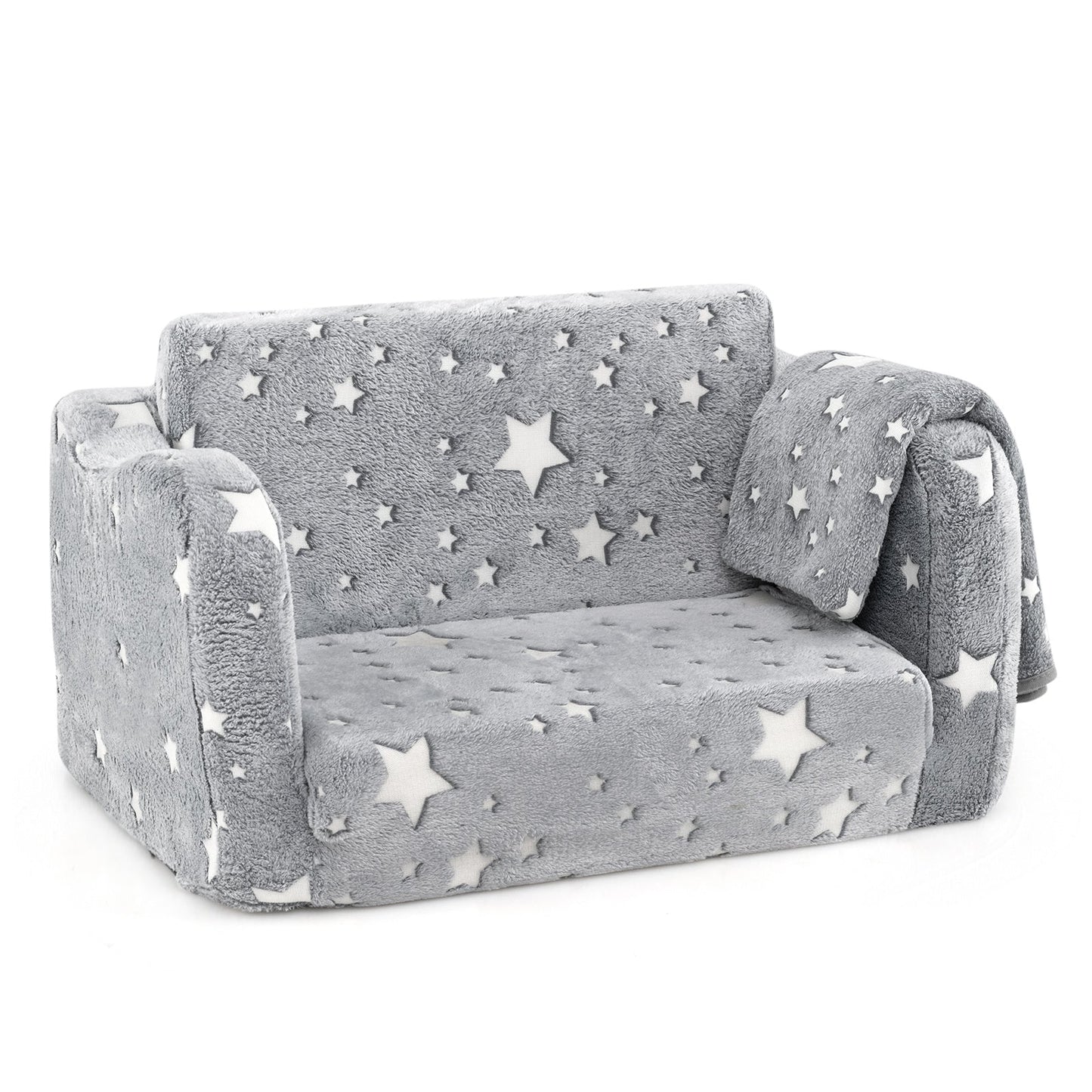 2-in-1 Folding Kids Couch with Blanket Glow in the Dark