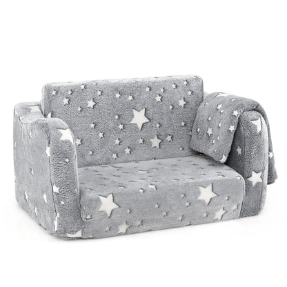 2-in-1 Folding Kids Couch with Blanket Glow in the Dark
