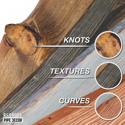 36” Sunset Cedar Live Edge Wood Shelf with L-Shaped Pipe Brackets (2-Pack)