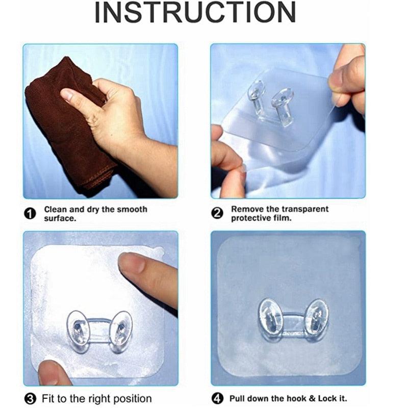 Self-Adhesive Wall Storage Hooks, No-Drill