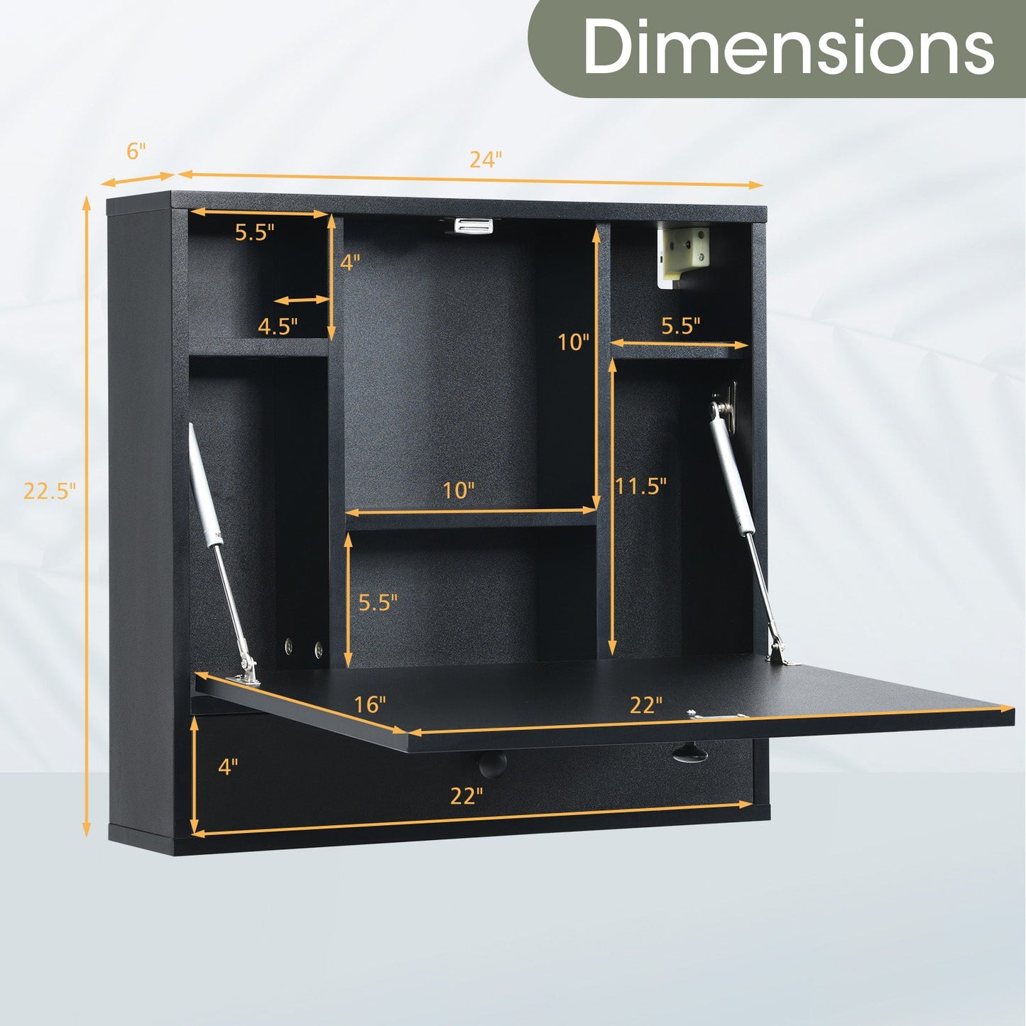 Wall-Mount Floating Desk Foldable Space Saving Laptop Workstation