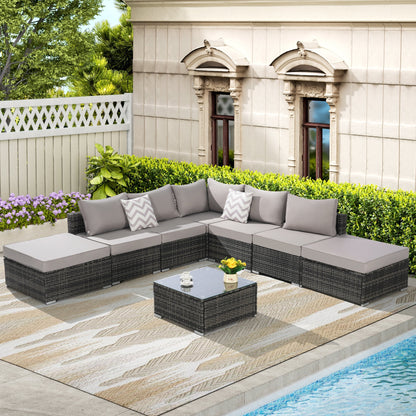 8 Pieces Outdoor Patio Sectional Sofa Couch